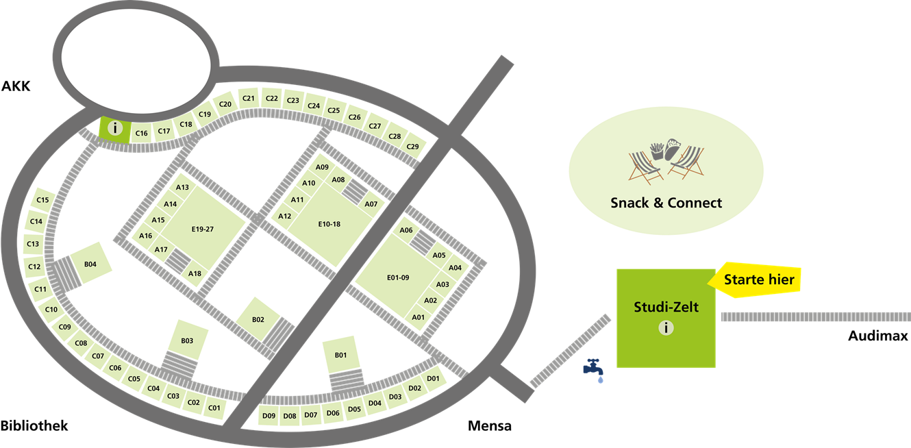Grafik von den Messeständen auf dem KIT Campus